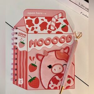 Squishmallows Strawberry Milk Diary w/ Crystal Diamond Pen